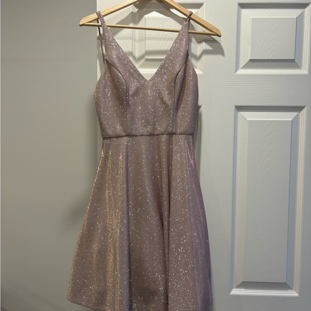 Xscape Elegant sparkly pink/purple dress